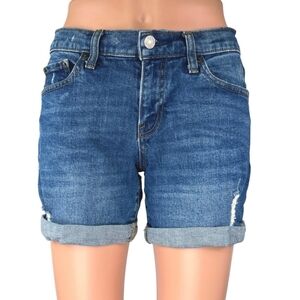 EUC Gap 1969 Blue Distressed Mid Rise Pockets Cuffed Denim Size 26 Jean Shorts!